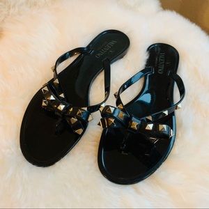 Valentino Rockstud Sandals Black 40 8.5 or 9